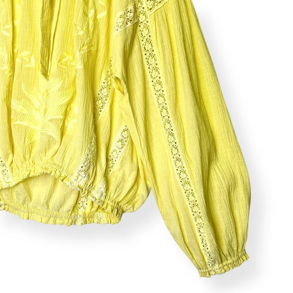 Free People REVOLVE Women's Maria Maria Lace Blouse Size L Yellow Peasant Top - Picture 8 of 14